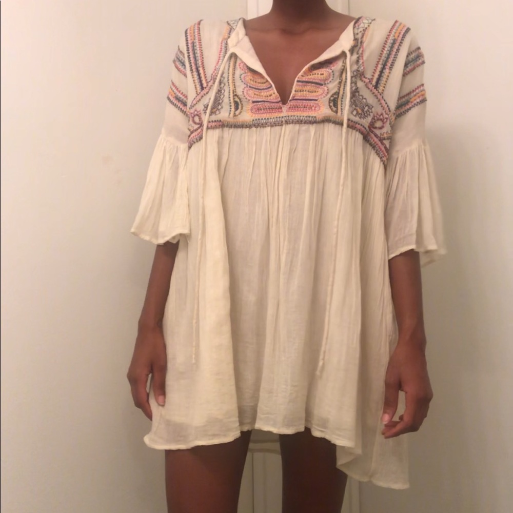 Embellished flowy peasant dress